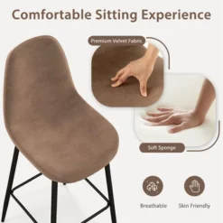 Costway Set Of 2 Bar Stools 29.5'' Velvet Upholstered High Back Bar Chairs Kitchen Brown/Grey 13 Costway Set Of 2 Bar Stools 29.5'' Velvet Upholstered High Back Bar Chairs Kitchen Brown/Grey -Famous Furniture Store GUEST 2e41f327 2b25 4025 bbe2 e266429703b3