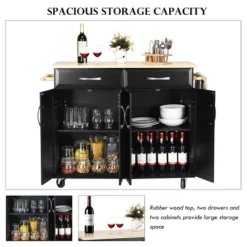 Costway Rolling Kitchen Trolley Island Black Cart Wood Top Storage Cabinet Utility W/ Drawers 13 Costway Rolling Kitchen Trolley Island Black Cart Wood Top Storage Cabinet Utility W/ Drawers -Famous Furniture Store GUEST 2e6b1226 2ffb 467a bcb2 c27333479ff3