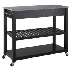 Solid Granite Top Kitchen Cart/Island With Optional Stool Storage - Crosley
