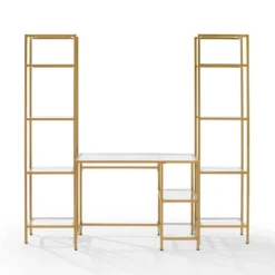 3pc Aimee Desk And Etagere Set Soft Gold - Crosley 17 3pc Aimee Desk And Etagere Set Soft Gold - Crosley -Famous Furniture Store GUEST 30512f56 ba66 4561 8a39 05a01bd419f0