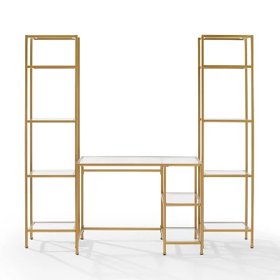 3pc Aimee Desk And Etagere Set Soft Gold - Crosley 7 3pc Aimee Desk And Etagere Set Soft Gold - Crosley - Image 5