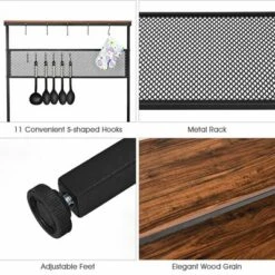 Costway 4-Tier Kitchen Bakers Rack Microwave Oven Stand Industrial W/Hooks & Mesh Panel -Famous Furniture Store GUEST 305d9aea b7a1 4f51 93bb 610ac3d83c4d