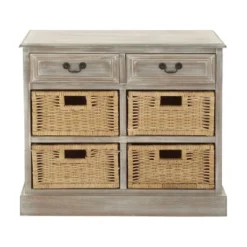 Wood Storage Accent Chest 4 Wicker Basket Drawers Taupe - Olivia & May -Famous Furniture Store GUEST 30914518 1562 4b1e 80f9 02415549bd10