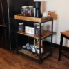 Sunnydaze Decor Sunnydaze 3 Tier Rustic Industrial Style Rolling Indoor Bar Cart With Wine Bottle And Stemware Rack