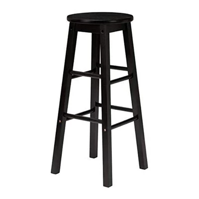 PJ Wood Classic Round-Seat 24" Tall Kitchen Counter Stools For Homes, Dining Spaces, And Bars With Backless Seats, Square Legs, Black (4 Pack) 4 PJ Wood Classic Round-Seat 24" Tall Kitchen Counter Stools For Homes, Dining Spaces, And Bars With Backless Seats, Square Legs, Black (4 Pack) - Image 2