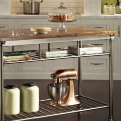 Orleans Kitchen Island Stainless Steel Base With Wood Top Brown - Homestyles -Famous Furniture Store GUEST 320180bf 7452 472d bdda 788116100ab6