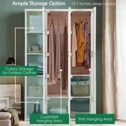 Costway Portable Closet Clothes Foldable Armoire Wardrobe Closet W/10 Cubes, Hanging Rods -Famous Furniture Store GUEST 323c0301 3ca9 4925 a097 918e66ef3f6a