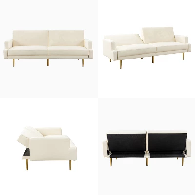 Lanna 76"Wide Vegan Leather Modern Style Convertible Futon Sofa Bed For Living Room Guest Bedroom | ARTFUL LIVING DESIGN 4 Lanna 76"Wide Vegan Leather Modern Style Convertible Futon Sofa Bed For Living Room Guest Bedroom | ARTFUL LIVING DESIGN - Image 2