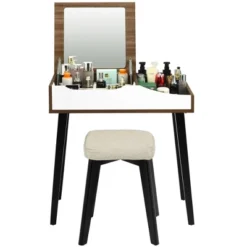 Costway Vanity Table Set With Flip Top Mirror Dressing Makeup Study Padded Stool -Famous Furniture Store GUEST 32b39fd6 606a 4ab7 8daa 74ec99435377