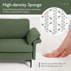 Costway Modern Loveseat Fabric 2-Seat Sofa Couch For Small Space W/Metal Legs Army -Famous Furniture Store GUEST 32c0b90c 633b 4990 801e e62fe1c64d77