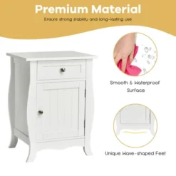 Costway Accent End Table With Drawer Storage Cabinet Wooden Nightstand White -Famous Furniture Store GUEST 3307b90a 7807 49e9 8912 3c0f80ab0446