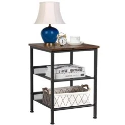 Costway 3-Tier Industrial End Side Table Nightstand W/2 Adjustable Shelves Rustic Brown 19 Costway 3-Tier Industrial End Side Table Nightstand W/2 Adjustable Shelves Rustic Brown -Famous Furniture Store GUEST 339c5eb2 e9cd 4833 82f6 2ad4c0855eb7