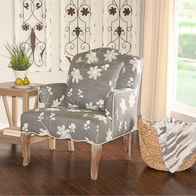 Floral Upholstered Armchair - Gray - Linon 7 Floral Upholstered Armchair - Gray - Linon - Image 5