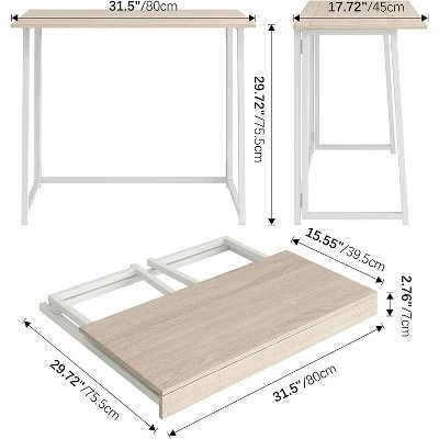 4NM 31.5 Inch Folding Modern Simple Computer Office Study Writing Table Desk For Study Room, Bedroom, And Living Room, Natural White 6 4NM 31.5 Inch Folding Modern Simple Computer Office Study Writing Table Desk For Study Room, Bedroom, And Living Room, Natural White - Image 4