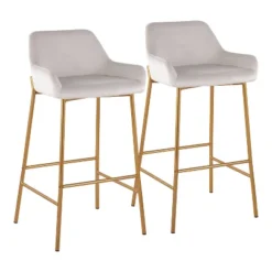 Set Of 2 Daniella Metal/Velvet Barstools - LumiSource -Famous Furniture Store GUEST 347d4746 e5bd 4e3c a82b 9e2826921d50