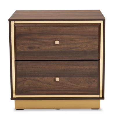 Cormac Wood And Metal 2 Drawer Nightstand - Baxton Studio 5 Cormac Wood And Metal 2 Drawer Nightstand - Baxton Studio - Image 3