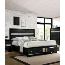 2pc Queen Whether By Bed With Nightstand Black - MiBasics -Famous Furniture Store GUEST 35745647 2d11 4359 9b29 a395a1da0c21