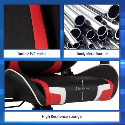 Costway Gaming Desk & Chair Set Z-Shaped Racing Style Desk With Massage Swivel Gaming Chair 8 Costway Gaming Desk & Chair Set Z-Shaped Racing Style Desk With Massage Swivel Gaming Chair - Image 6