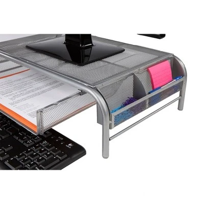 Mind Reader 2pk Metal Mesh Monitor Stand And Desk Organizer With Drawer Silver 6 Mind Reader 2pk Metal Mesh Monitor Stand And Desk Organizer With Drawer Silver - Image 4