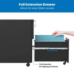 Mount-It! Mobile File Pedestal Cabinet With 3 Drawers & Lock | Slim Design Under Desk Storage & Organizer For Files, Folders & Office Supplies | Black -Famous Furniture Store GUEST 38777a1a 819a 4de6 97a2 42db30f4f55f