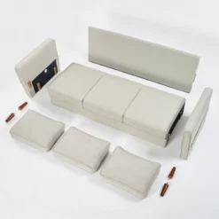 Hana Modern Linen Fabric Sofa/Couch With Armrest Pockets - Mellow -Famous Furniture Store GUEST 38ea6bce 12a7 4e25 882f e1e3d74ed39f