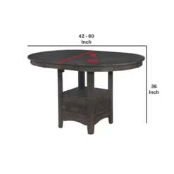 Round Counter Height Table With Pedestal Base And Extendable Dining Table Gray - Benzara -Famous Furniture Store GUEST 39108026 6b31 420b b8db 43f2da243857