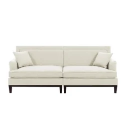 81.8" Upholstered Country Loveseat Sofa With Wooden Legs And Two Throw Pillows-ModernLuxe -Famous Furniture Store GUEST 39bd4bc8 c233 4ee0 967a e981d358fa4a