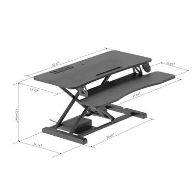 37.4" Electric Standing Desk Converter With AC USB Charger Black - Rocelco 9 37.4" Electric Standing Desk Converter With AC USB Charger Black - Rocelco - Image 7