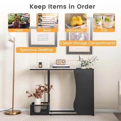 Costway 43.5'' Console Table With Faux Marble Top & 2 Storage Compartments Entryway Hallway 7 Costway 43.5'' Console Table With Faux Marble Top & 2 Storage Compartments Entryway Hallway - Image 5