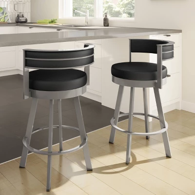 26" Browser Swivel Counter Height Barstool With Upholstered Seat - Amisco 4 26" Browser Swivel Counter Height Barstool With Upholstered Seat - Amisco - Image 2