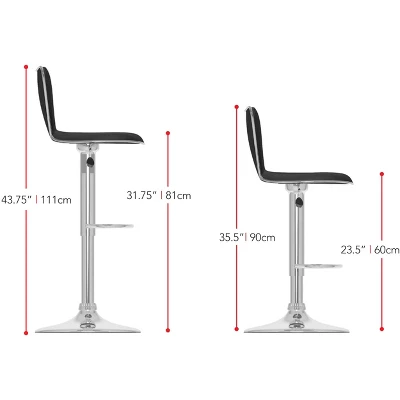Set Of 2 Adjustable Angled High Back Barstools - CorLiving 9 Set Of 2 Adjustable Angled High Back Barstools - CorLiving - Image 7