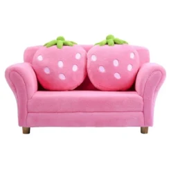 Costway Kids Sofa Strawberry Armrest Chair Lounge Couch W/2 Pillow Children Toddler Pink -Famous Furniture Store GUEST 3ba77344 77bf 40b2 98c3 4d58f835f753
