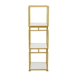 Glam Metal Marble Square Shelving Unit 3 Tier Gold - Olivia & May