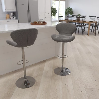 Merrick Lane Adjustable Height Barstool Contemporary Bar Height Stool With Curved Back And Metal Base With Footrest 9 Merrick Lane Adjustable Height Barstool Contemporary Bar Height Stool With Curved Back And Metal Base With Footrest - Image 7