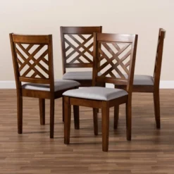 Set Of 4 Caron Fabric Upholstered Wood Dining Chair Set Gray/Walnut - Baxton Studio -Famous Furniture Store GUEST 3d74fa69 0803 4f8e bff0 d9490fab95ba