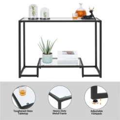Yaheetech 2-Layer Tempered Glass Console Table Accent Glass Shelf For Hallway -Famous Furniture Store GUEST 3d7e97bf 0f0f 4ebb ab2c c381d928652a