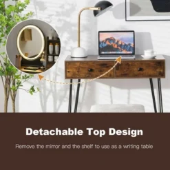 Costway Vanity Table Set Lighted Mirror Storage Drawer Shelf Cushion Stool 15 Costway Vanity Table Set Lighted Mirror Storage Drawer Shelf Cushion Stool -Famous Furniture Store GUEST 3dc666de 7160 4fa4 b86e de0fc671f5a9