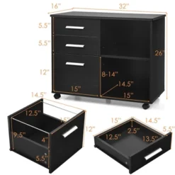 Costway 3-Drawer File Cabinet Mobile Lateral Cabinet Printer Stand EspressoBlack -Famous Furniture Store GUEST 3e1be199 ee48 4b10 a47c a919162049d5