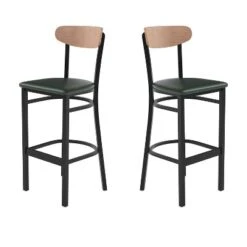 Flash Furniture Wright Set Of 2 Commercial Grade Barstools With 500 LB. Capacity Steel Frame, Solid Wood Seat, And Boomerang Back -Famous Furniture Store GUEST 3ea2c27c ef00 49c7 862d 554ec721334e