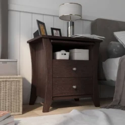 Banbridge 2 Drawer Nightstand With Open Shelf Espresso - HOMES: Inside + Out -Famous Furniture Store GUEST 3f4d1979 5696 4629 8074 9f3daf5eb996