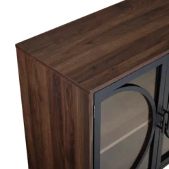 Metal Door Tempered Glass TV Stand For TVs Up To 32" Dark Walnut - Saracina Home -Famous Furniture Store GUEST 3fd7c4f1 5a54 4915 bba4 b5b97045a39c