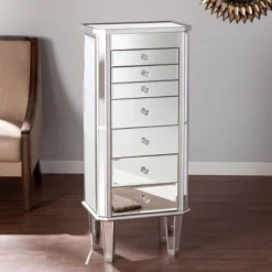 Melanie 7 Drawer Glam Jewelry Armoire Mirrored/Brushed - Aiden Lane -Famous Furniture Store GUEST 3fda2f88 dced 4a1e 9873 2da3bb179c28