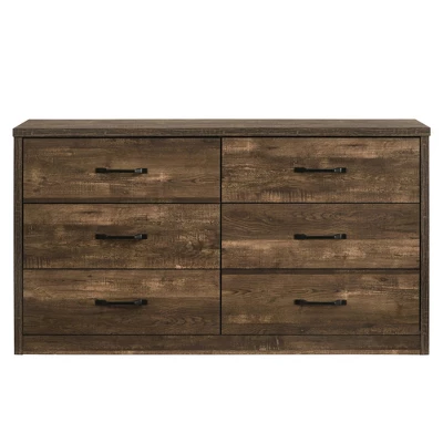 Culver Rustic 6 Drawer Dresser With Usb Ports Walnut - MiBasics 8 Culver Rustic 6 Drawer Dresser With Usb Ports Walnut - MiBasics - Image 6