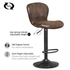 Costway Set Of 4 Adjustable Retro Swivel Bar Stools W/ Backrest & Footrest Brown -Famous Furniture Store GUEST 404a3844 1b1c 4db1 8aaa f5d2b08dbbcc