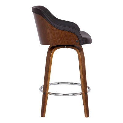 30" Alec Bar Height Swivel Barstool Walnut/Brown - Armen Living 4 30" Alec Bar Height Swivel Barstool Walnut/Brown - Armen Living - Image 2