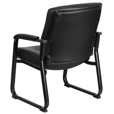 HERCULES Series 500 Lb. Capacity Big & Tall Black Leather Executive Side Chair With Sled Base - Flash Furniture 4 HERCULES Series 500 Lb. Capacity Big & Tall Black Leather Executive Side Chair With Sled Base - Flash Furniture - Image 2