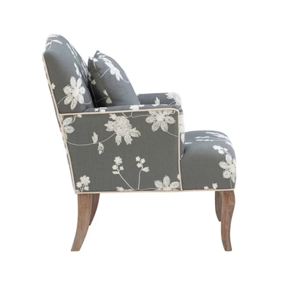 Floral Upholstered Armchair - Gray - Linon 4 Floral Upholstered Armchair - Gray - Linon - Image 2