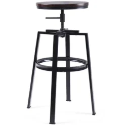 Costway Set Of 2 Vintage Bar Stool Adjustable Wood Metal Design Pub Chairs Industrial Backless -Famous Furniture Store GUEST 41183d10 5c14 47e6 95fe 524d1097c0e2