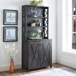 Home Source Elegant Charcoal Bar Cabinet | Kitchen Cabinet With Microwave Stand 14 Home Source Elegant Charcoal Bar Cabinet | Kitchen Cabinet With Microwave Stand -Famous Furniture Store GUEST 4140c10a 1d73 4152 a2ba b99c516208ef