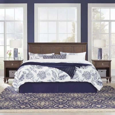 King Southport Headboard And 2 Nightstands Dark Aged Oak - Home Styles 4 King Southport Headboard And 2 Nightstands Dark Aged Oak - Home Styles - Image 2